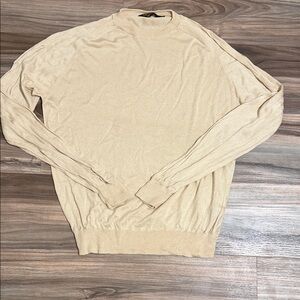 Tom James Men's Sz. L Cashmere Silk Blend Beige Crewneck Sweater L/S Old Money